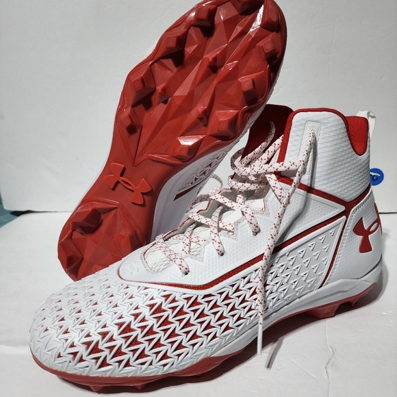 New Under Armour Hammer MC White Red Football Cleats Size 13 3022836-103 RARE - Picture 1 of 7